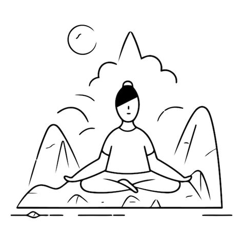 Ilustraci N Vectorial De Una Mujer Meditando En La Posici N Del Loto En