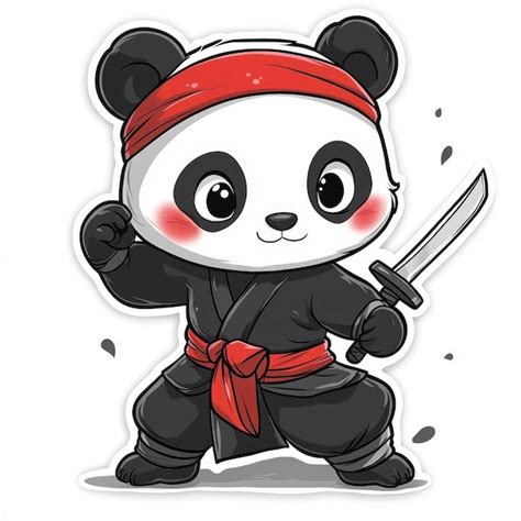 Cute Panda Warrior With A Sword Premium Ai Generated Image