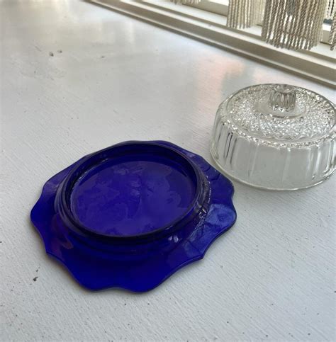 Antique Cobalt Blue Glass Butter And Cheese Dish With Lid Free Etsy