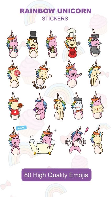 Rainbow Unicorn 80 Hd Keyboard Emojis And Stickers By Yong Lin Foo