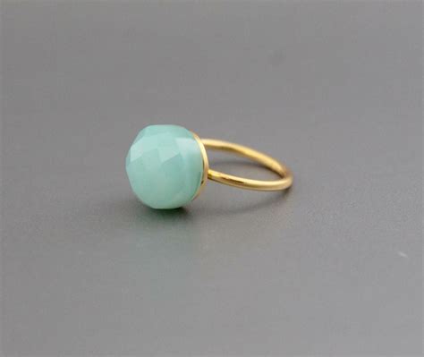 Aqua Chalcedony Gemstone Ring Handmade Ring 925 Sterling Silver Ring