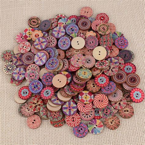 200pcs Botones Manualidades Madera Colores Mezclados Redondos Para