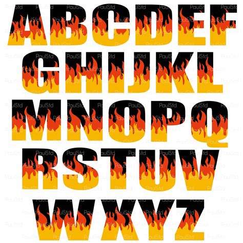 Flame Font Fire Font Blaze Font Svg Flame Alphabet Eps Etsy