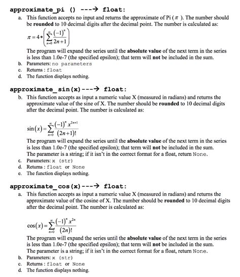 Solved Approximate Pi Float A This Function Chegg