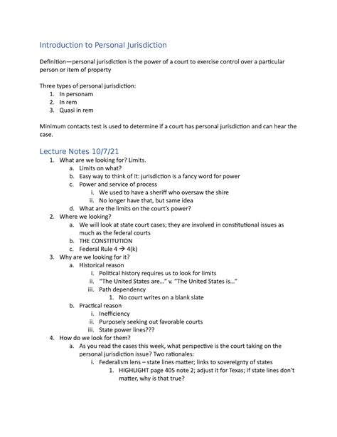 Personal Jurisdiction Introduction To Personal Jurisdiction