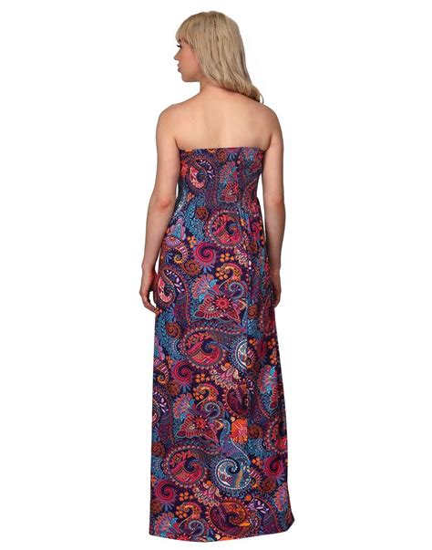 Hde Womens Strapless Maxi Dress Plus Size Tube Top Long Skirt Sundress