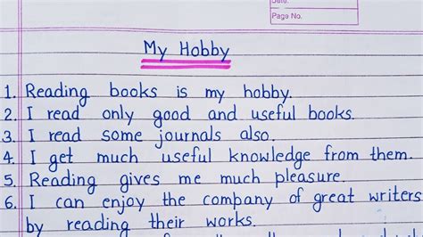 15 Lines On My Hobby In English Short Essay On My Hobby In English