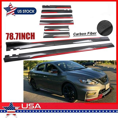 For Nissan Sentra Carbon Fiber Look Side Skirt Extension Spoiler