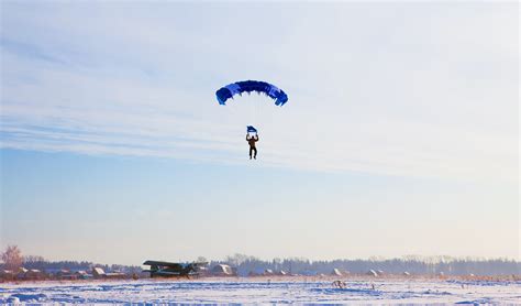 Exhilaration Motion One Person Parasailing Jumping Parachute Blue