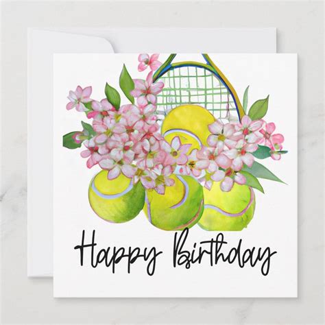 Tennis Ball With Lots Of Flower For Birthday Card Zazzle Birthday