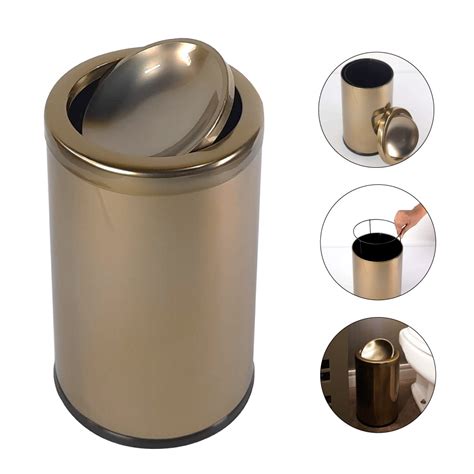 Lixeira 9 1L Cesto Lixo Dourado Em Aço Inox Tampa Basculante Banheiro