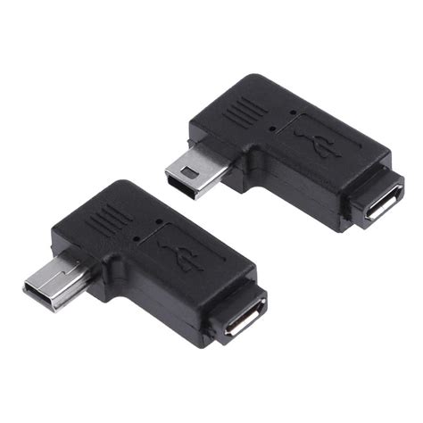 2 adet 90 Derece Mikro USB Kadın Mini Erkek Adaptör Konnektörü uygun