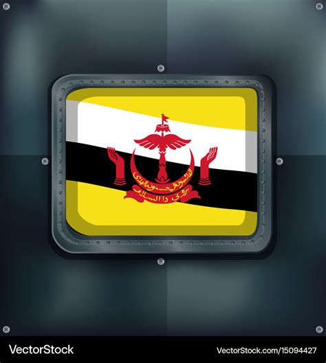 Flagge Von Brunei Auf Metallrahmen Lizenzfreies Vektorbild