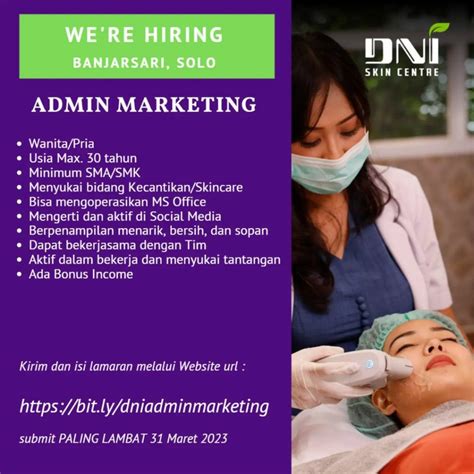 Lowongan Kerja Maret Admin Marketing Dni Skin Centre Di Solo