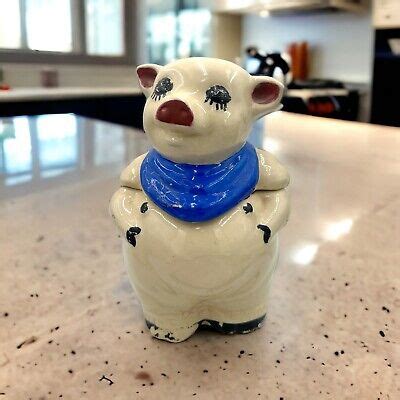 Vintage Shawnee Smiley Pig Cookie Jar Blue Bandana S See Pictures