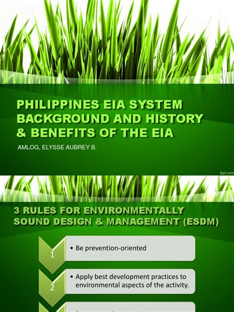 Philippines Eia System Background And History And Benefits Of The Eia