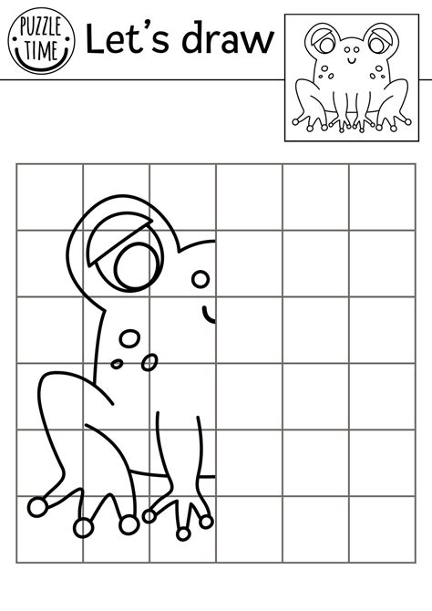 Complete the frog picture. Vector forest drawing practice worksheet ...