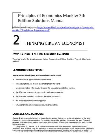 Principles Of Economics Mankiw 7th Edition Solutions Manual By