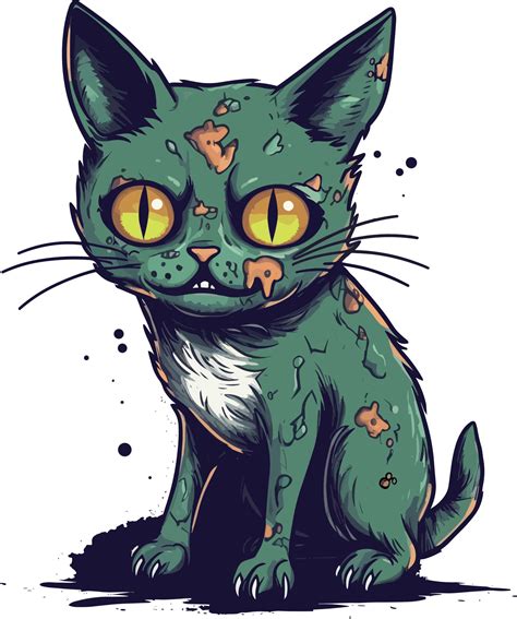 Cute Zombie Cat Mascot Abstract Illustration 22544435 Vector Art At