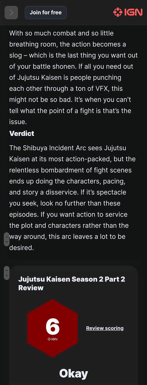 IGN rating for the shibuya arc: : r/JuJutsuKaisen