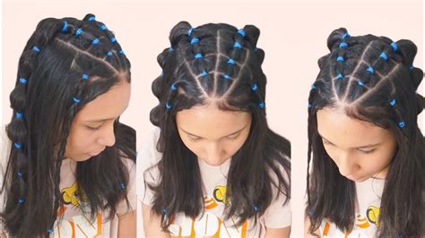 Penteado Com Liguinha E Tranças Fácil Peinados Con Ligas Elastic Penteados Penteados Para