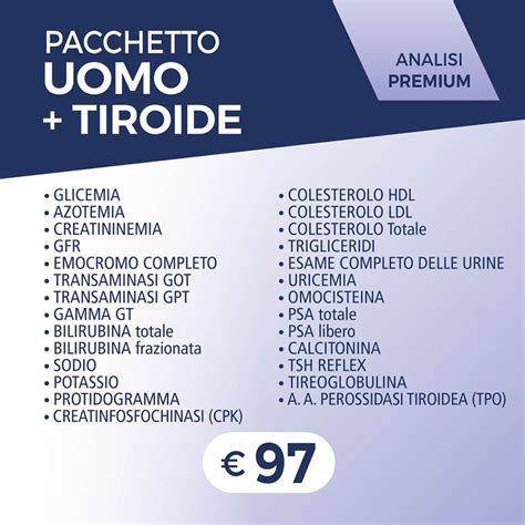 Pacchetto Analisi Premium UOMO TIROIDE Pacchetti Salute Marilab