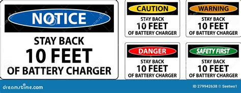 Caution Sign Stay Back 10 Feet of Battery Charger Stock Vector ...