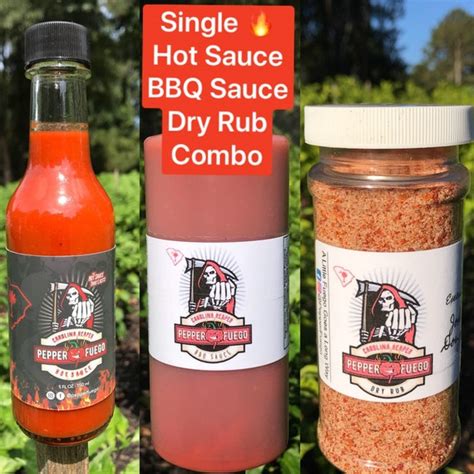 Carolina Reaper Hot Sauce Bbq Sauce Dry Rub Combo Etsy