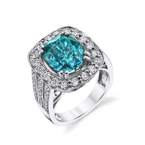 NATURAL BLUE ZIRCON AND DIAMOND RING — Baranof Jewelers