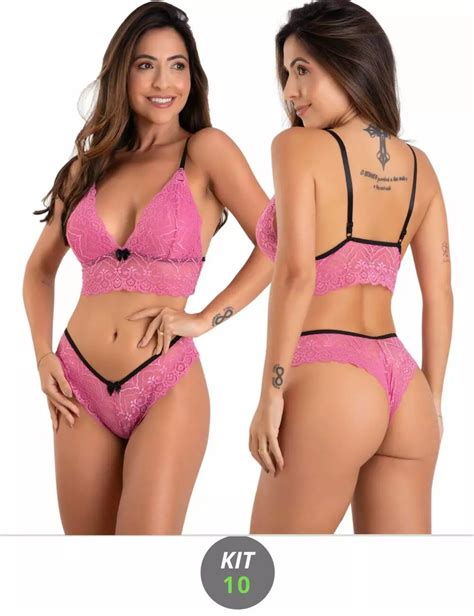 Conjunto Lingerie De Renda Sem Bojo Kit Lingeries Tj Vip