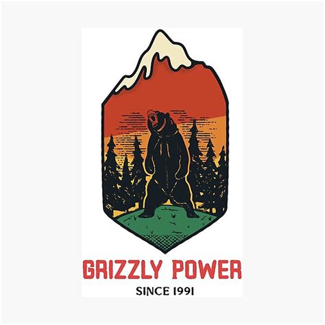 Lámina fotográfica Camiseta Grizzly Bear Power para adultos y niños en