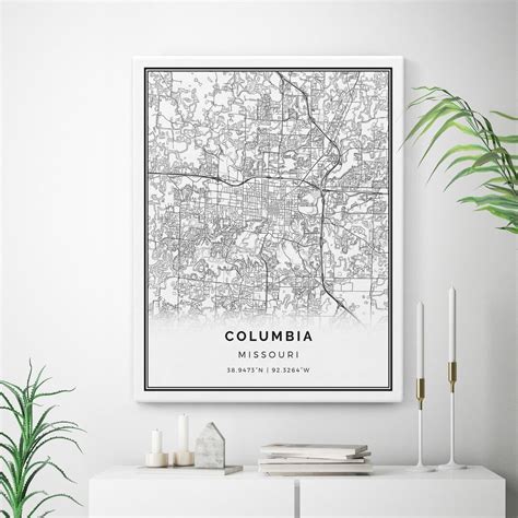 Columbia Map Canvas Print City Maps Wall Art Missouri Gift - Etsy