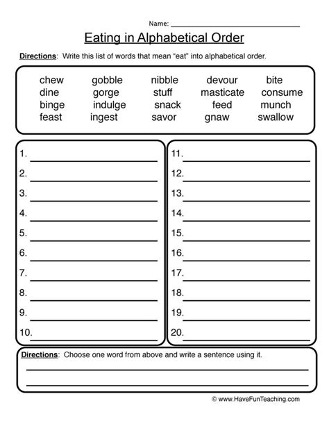 Alphabetizing Worksheets Order Grade 4th Alphabetical Worksh