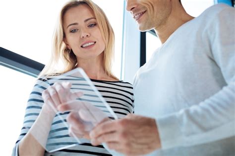 Premium Photo Look At This Attractive Cheerful Blonde Woman Standing Together With Her