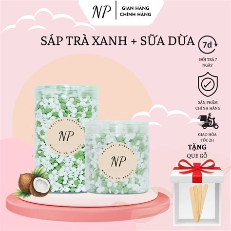 TẶNG QUE Sáp Wax Lông Mix Trà Xanh Sữa Dừa Chuyên Dụng Wax Bikini Tặng Kèm Que NP Waxing