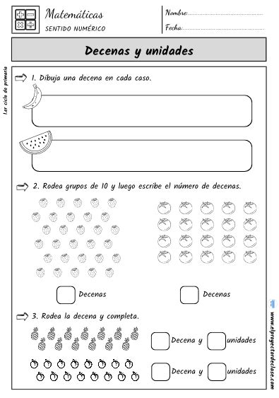 Fichas Para Trabajar Y Aprender Las Decenas Y Unidades Matematicas