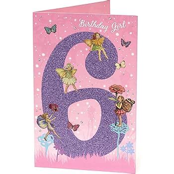 Twizler 6th Birthday Card For Girl With Fairy Princess And Glitter