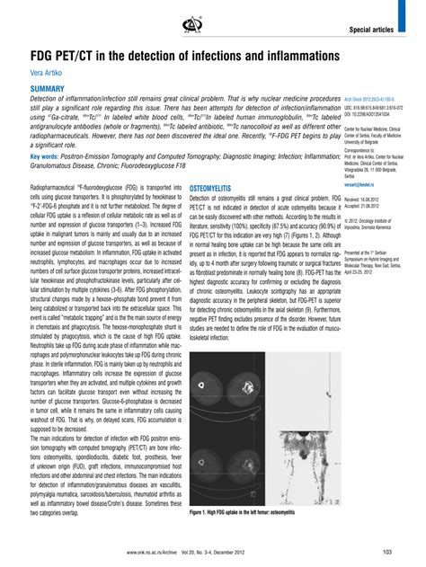 PDF FDG PET CT In The Detection Of Infections And Inflammations