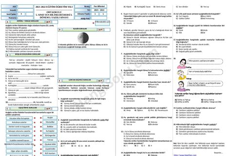 Fen Bilimleri 5 Sınıf 1 Dönem 1 Yazılı Soruları 2021 2022 HangiSoru