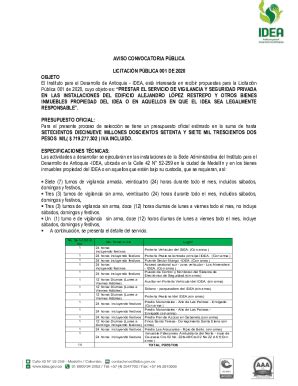 Fillable Online Aviso Convocatoria Pblica Idea Fax Email Print