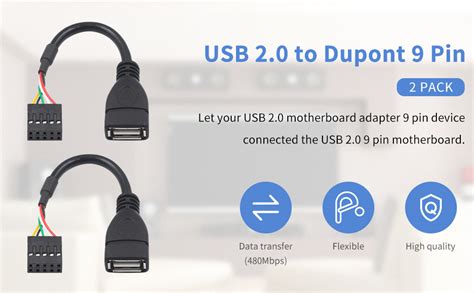 Duttek Usb Header To Usb Cablemotherboard Usb 20 Adapter Cable Usb 20 Type A Female To