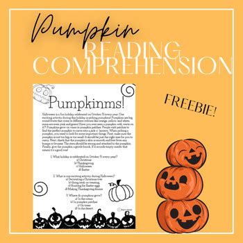 Halloween Pumpkin Reading Comprehension By Mrs Nat Nook Tpt