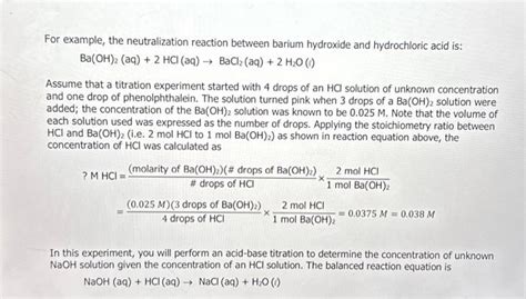 Introduction Acid Base Titration And Stoichiometry Chegg