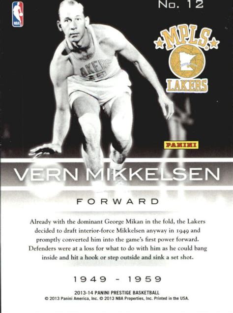 2013 14 Prestige Prestigious Pioneers Lakers Basketball Card 12 Vern