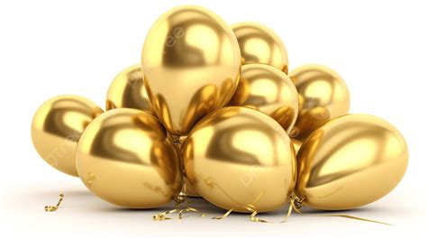 Golden Balloons In A Group On White Background 3d Illustration Of 15th