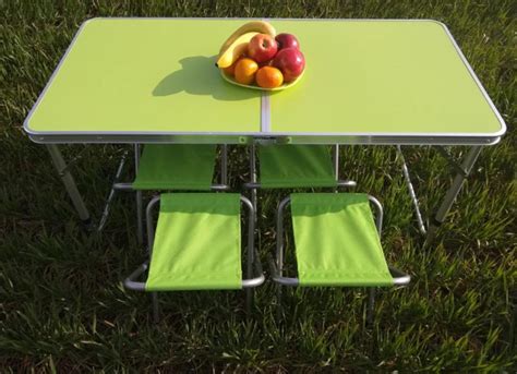 Раскладной стол для пикника и стулья на пикник салатовый стол чемодан и ...