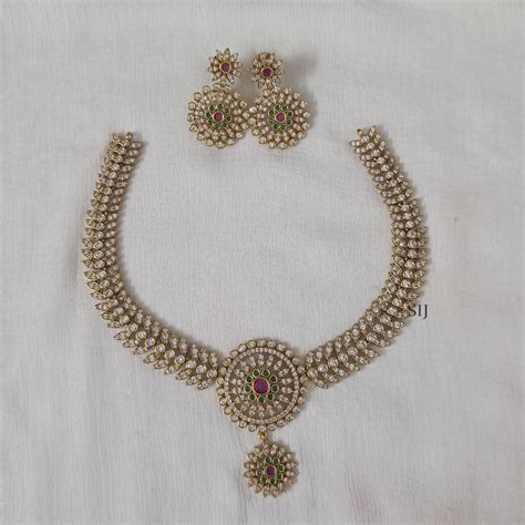 Imitation Ad Stones Necklace Set South India Jewels