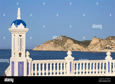 Mediterranean from a balcony on the island of Benidorm in Spain Stock ...