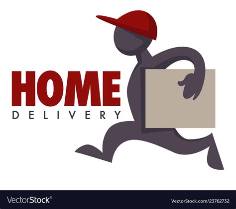 Home Delivery Service Courier With Parcel Or Box Vector Image