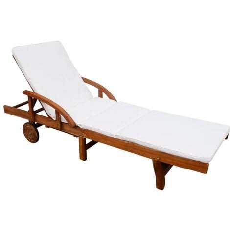 Chaise Longue Avec Coussin Bois D Acacia Solide Vidaxl